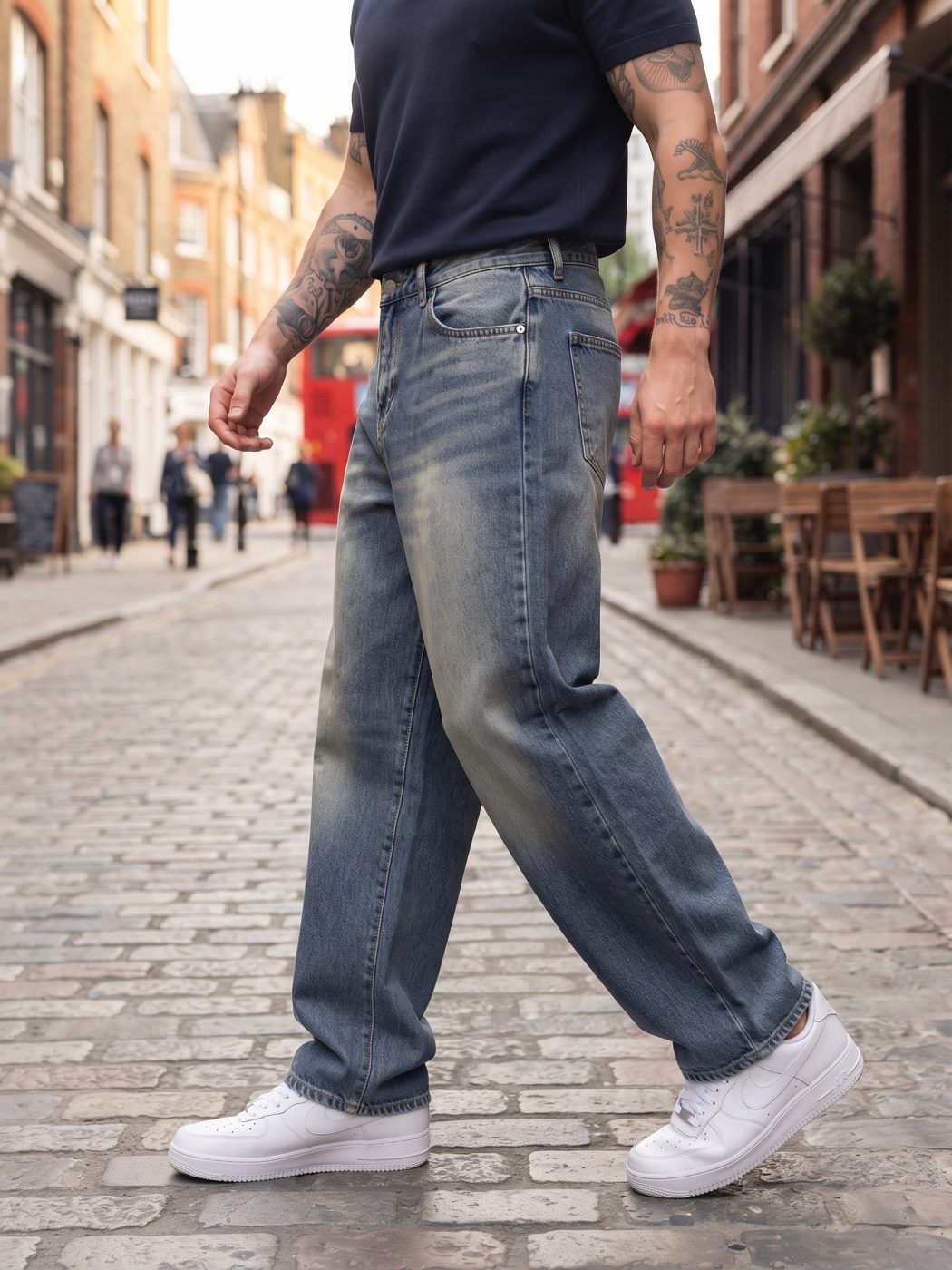 Bemount Bemount 90s Plaza Baggy Jeans in Vintage Tinted Blue, front view