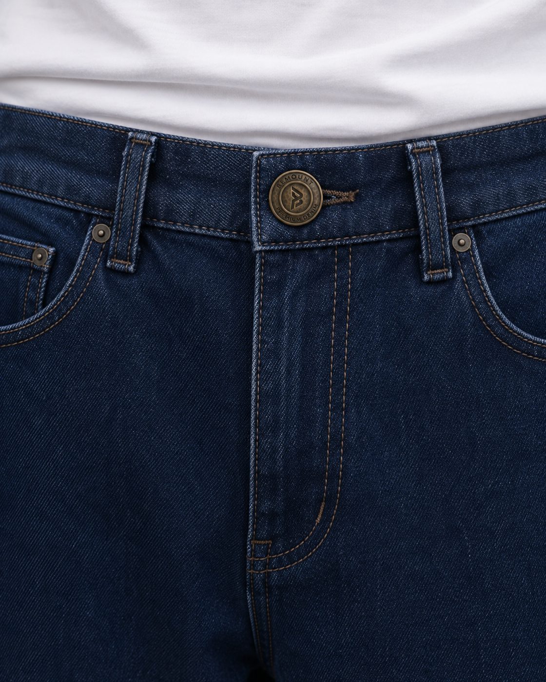Bemount Bemount Midnight Blue Baggy Jeans in Midnight Blue, waist view