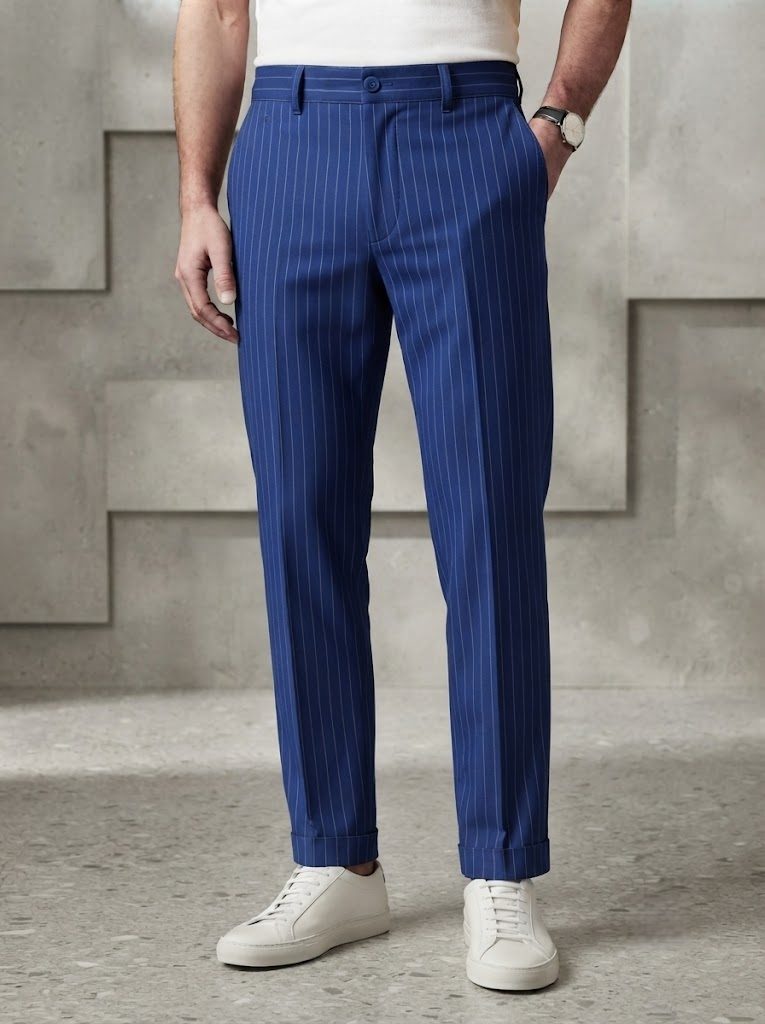 Cobalt Blue Pinstripe Chino, front view