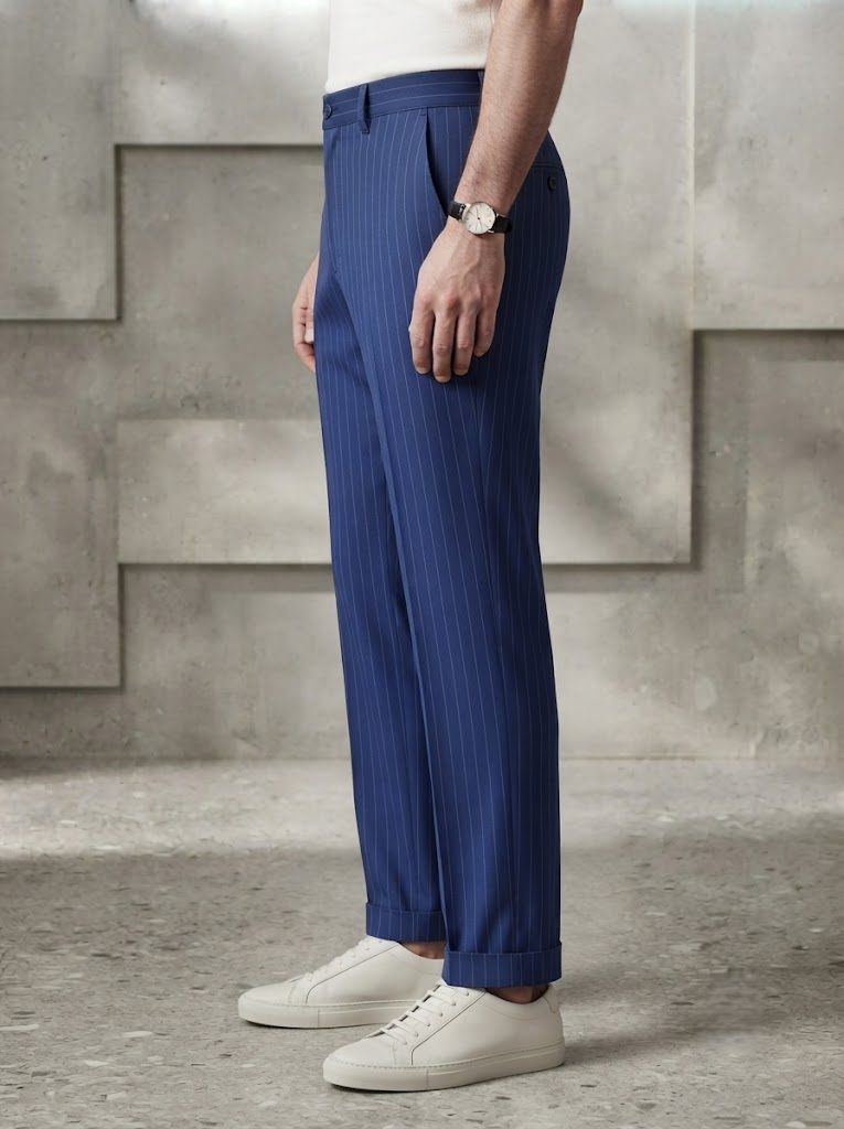 Cobalt Blue Pinstripe Chino, side view