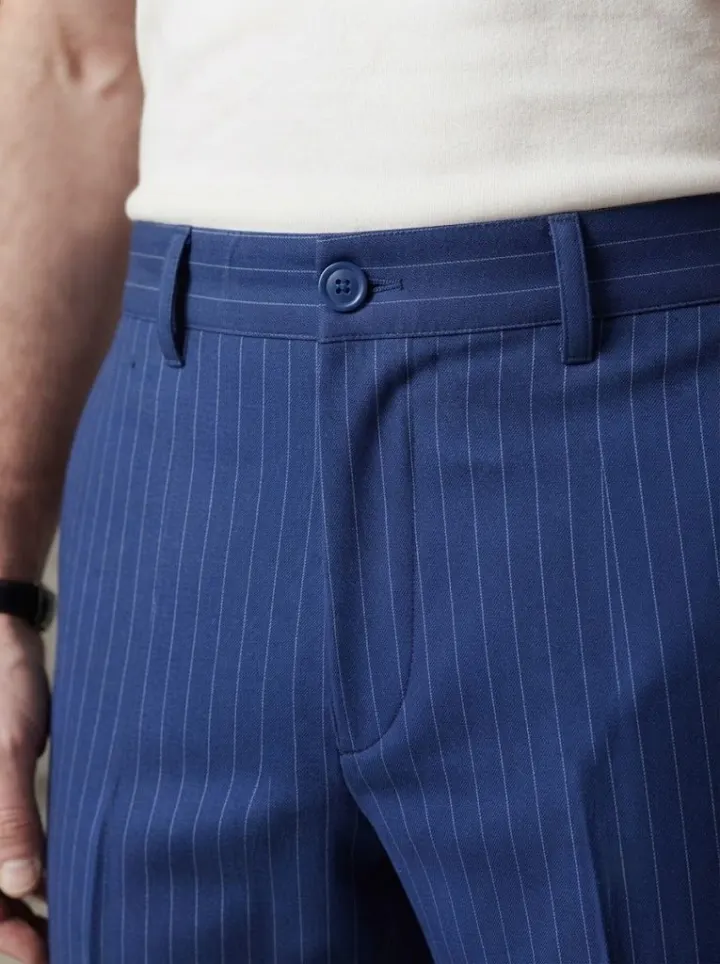 Bemount Cobalt Blue Pinstripe Chino, waist view