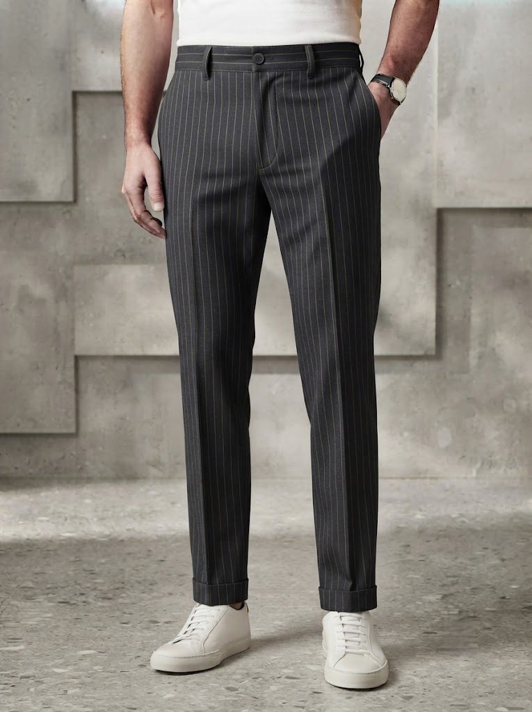Deep Charcoal Pinstripe Chino, front view
