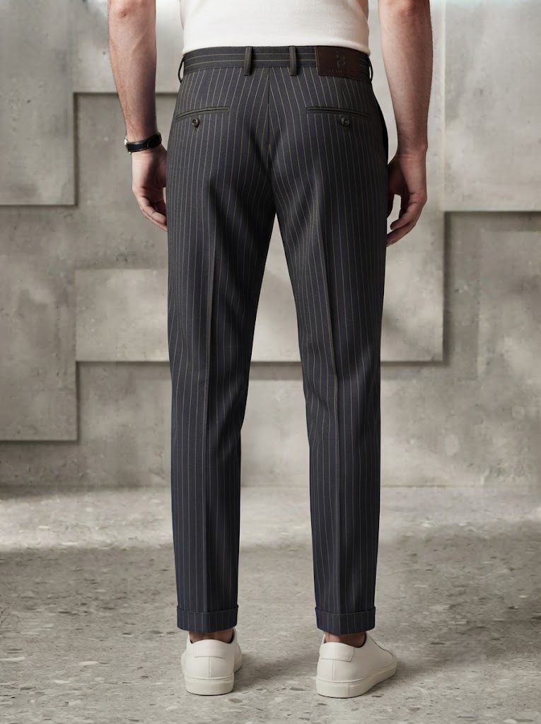Deep Charcoal Pinstripe Chino, back view