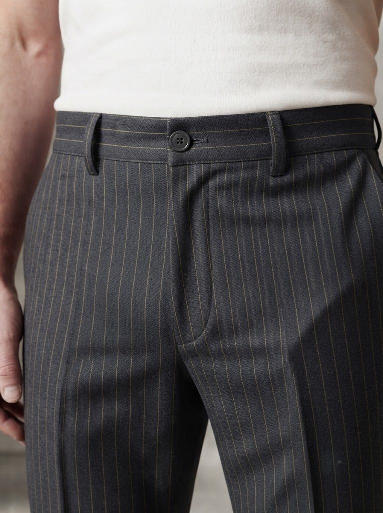 Deep Charcoal Pinstripe Chino, waist view