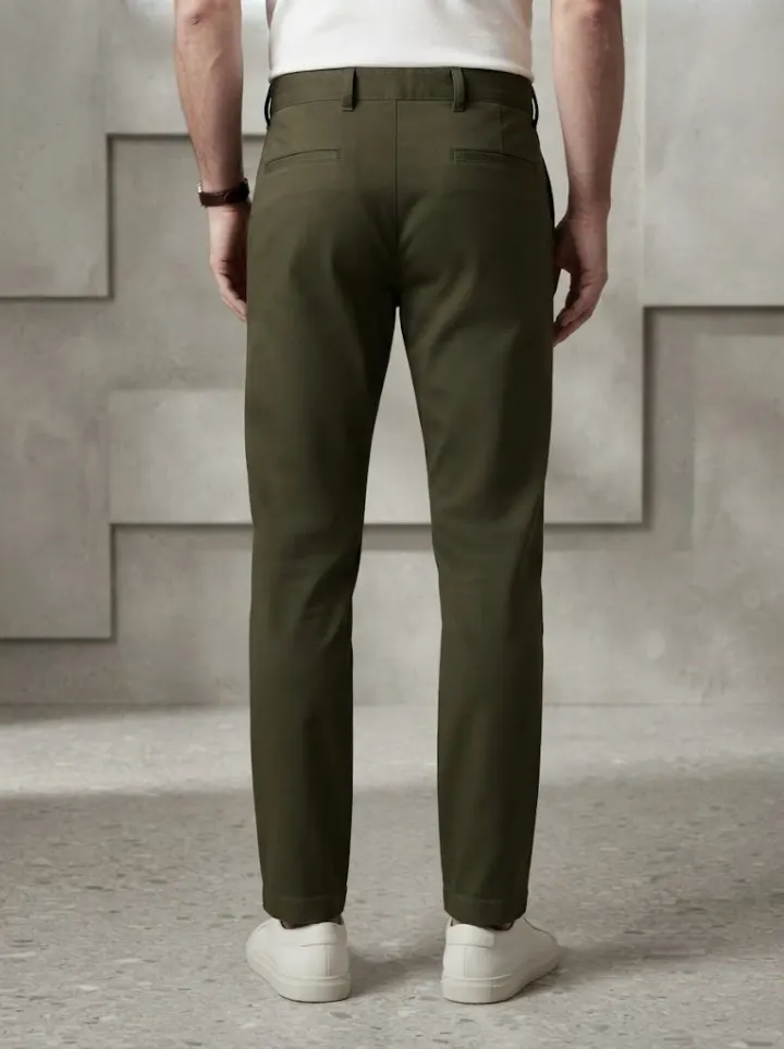 Bemount Olive Green Chino, back view