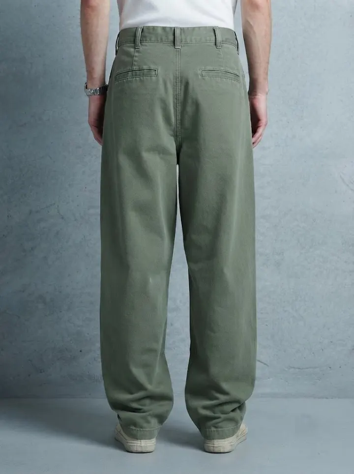 Bemount Wide-Leg Chino, Faded Military Green, back view