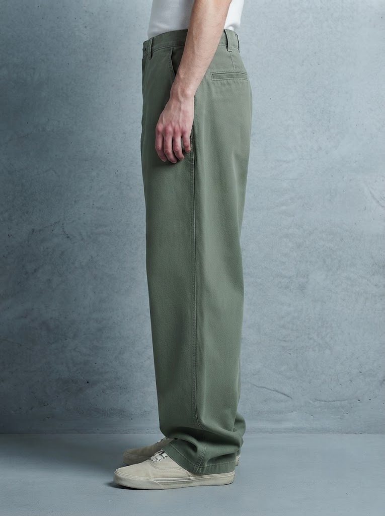 Wide-Leg Chino, Faded Military Green, side view