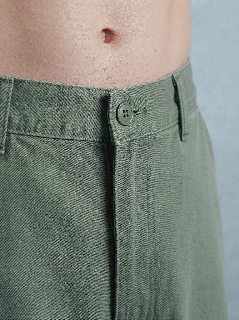 Wide-Leg Chino, Faded Military Green, waist view