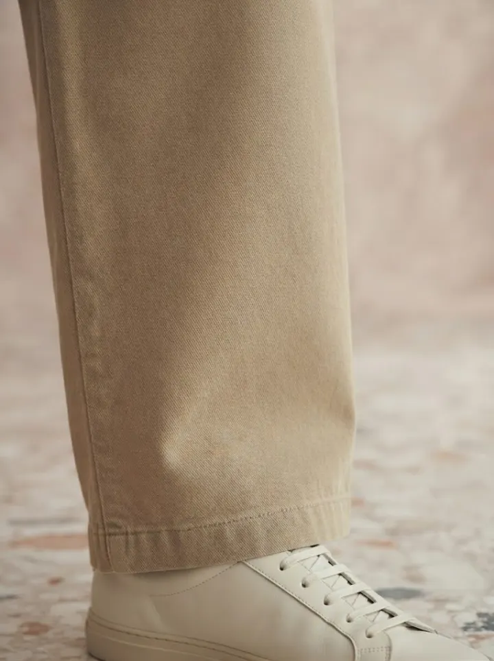 Bemount Wide-Leg Chino, Washed Khaki, hem view