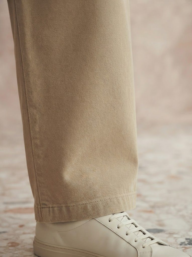 Wide-Leg Chino, Washed Khaki, hem view