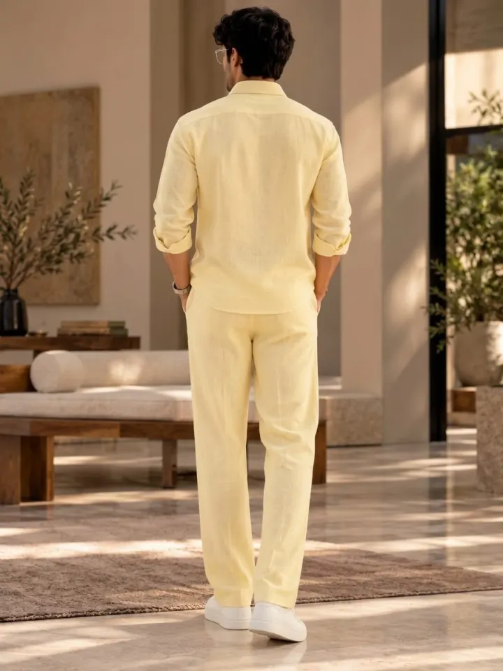 Bemount Bemount Buttercream Linen Co-ord Set in Buttercream, back view