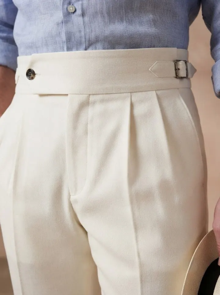 Bemount Amalfi Ecru Gurkha Trouser, waist view