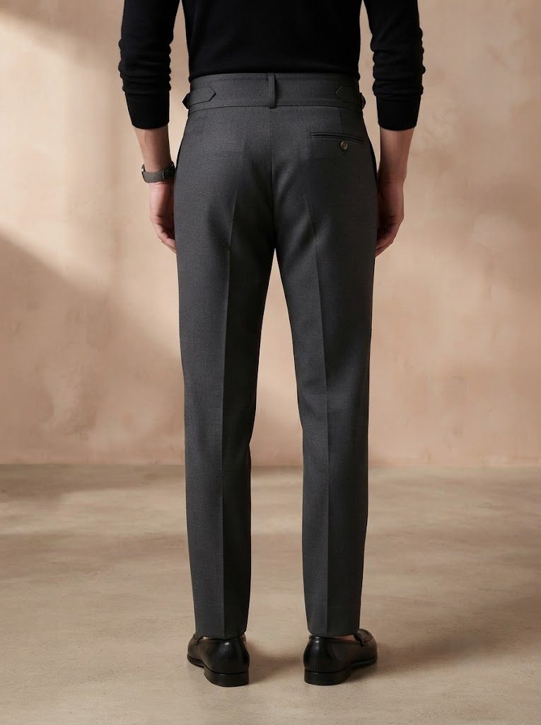 Elegant Charcoal Gurkha Trouser, back view