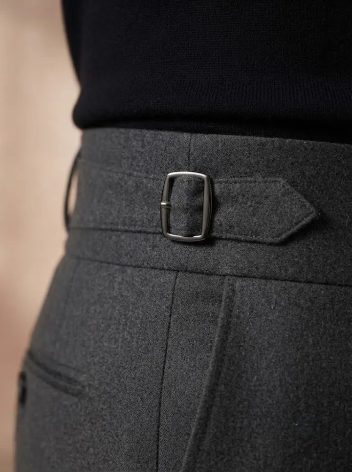 Bemount Elegant Charcoal Gurkha Trouser, buckle view