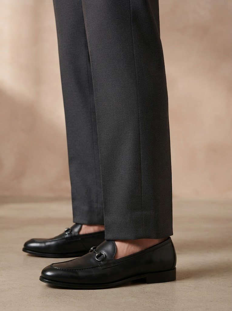 Elegant Charcoal Gurkha Trouser, hem view