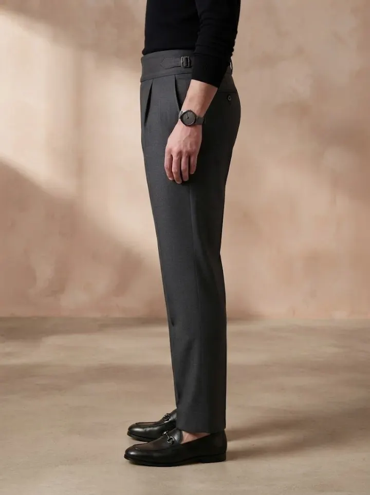 Bemount Elegant Charcoal Gurkha Trouser, side view