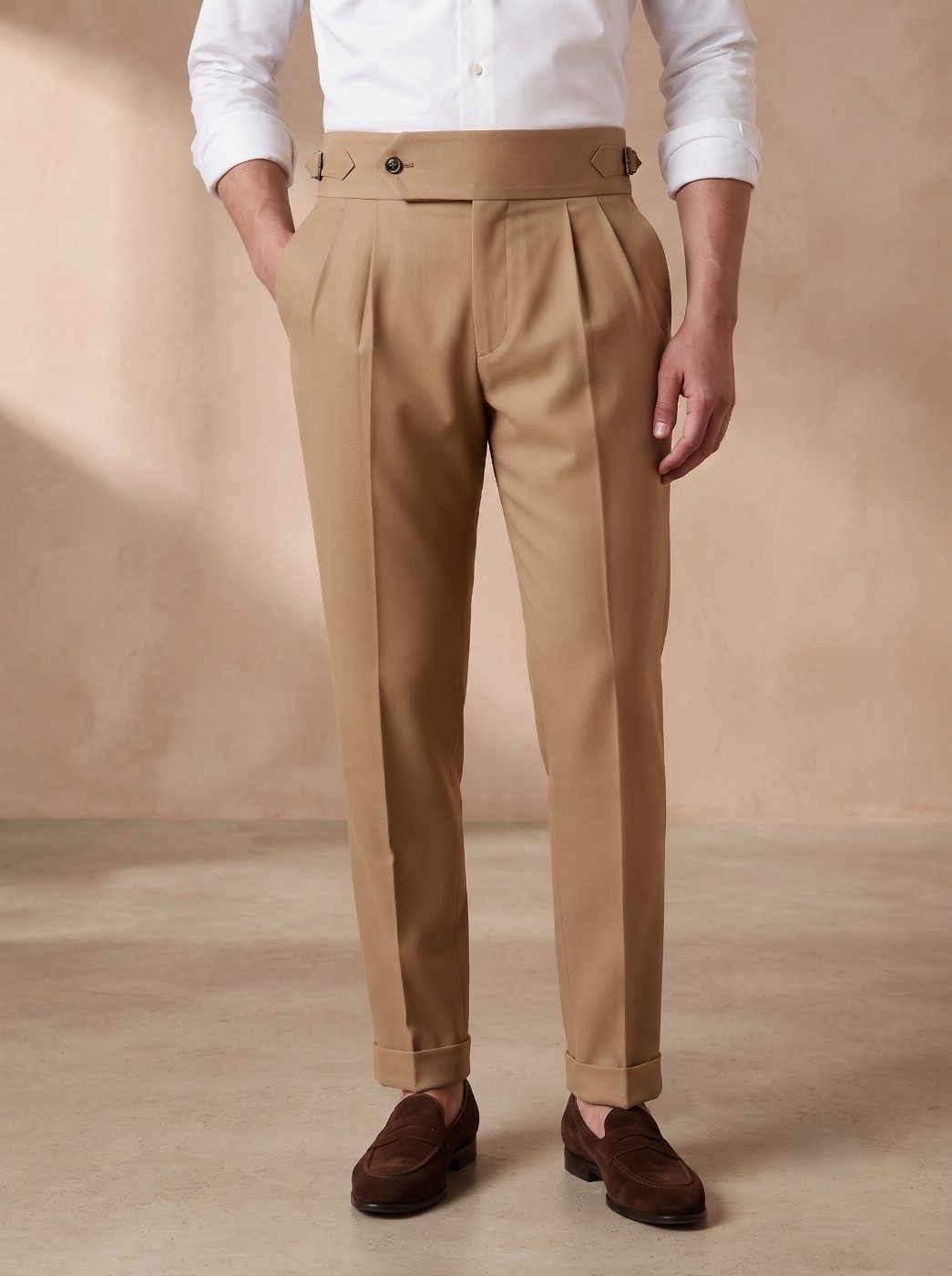 Elegant Khaki Gurkha Trouser, front view