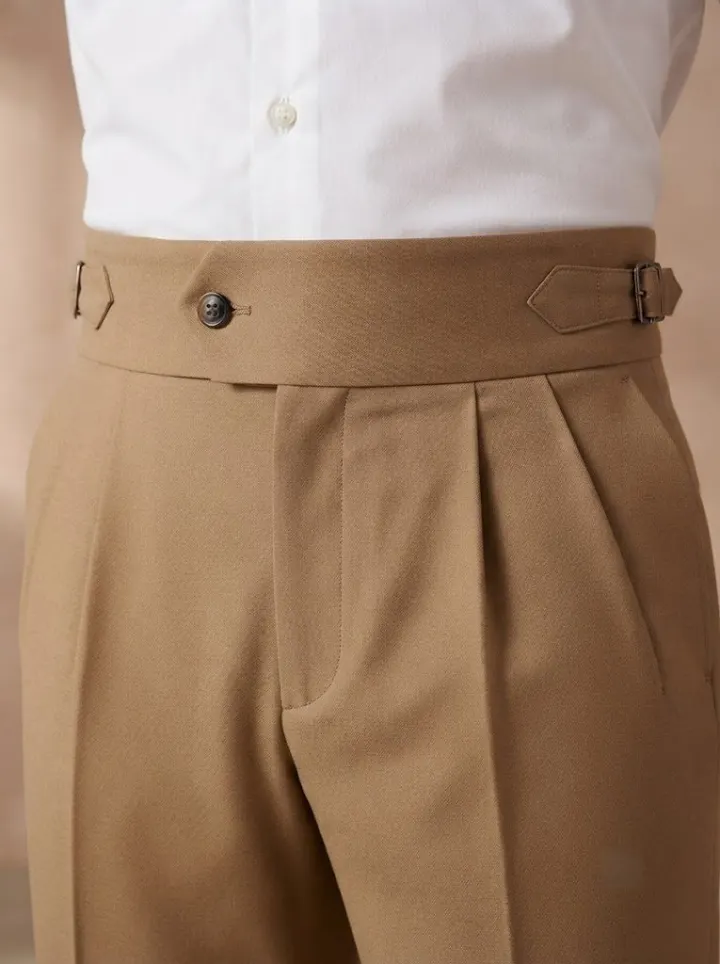 Bemount Elegant Khaki Gurkha Trouser, waist view