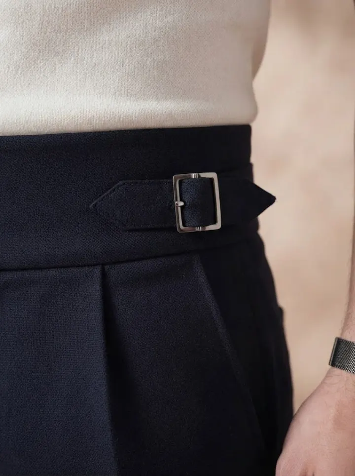 Bemount Midnight Navy Gurkha Trouser, buckle view