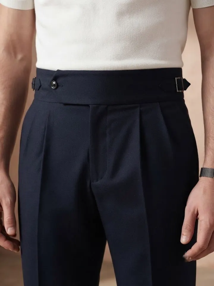 Bemount Midnight Navy Gurkha Trouser, waist view