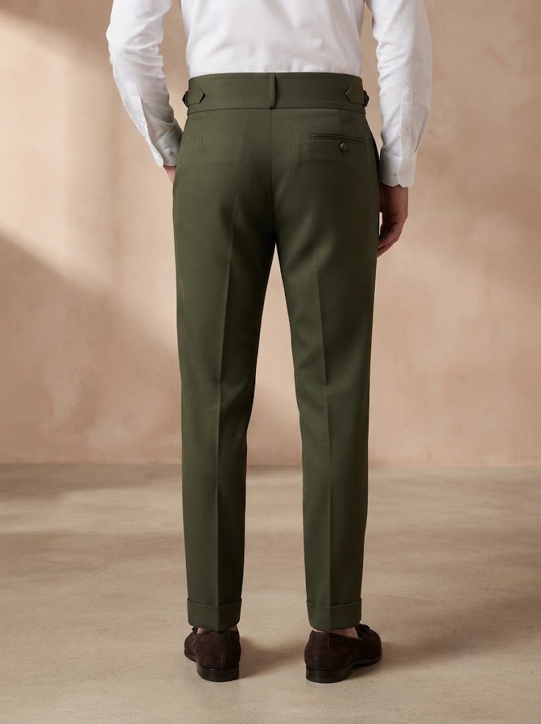 Sartorial Olive Gurkha Trouser, back view
