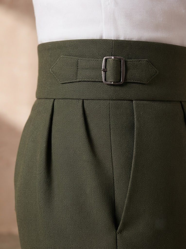 Sartorial Olive Gurkha Trouser, buckle view