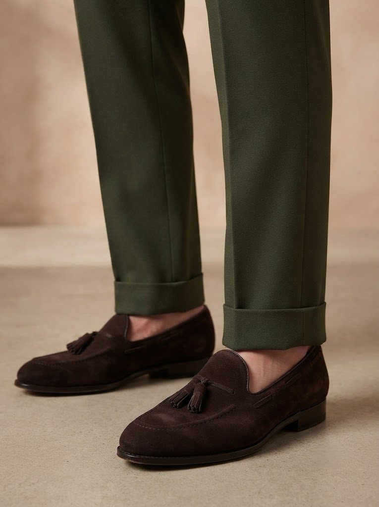 Sartorial Olive Gurkha Trouser, hem view