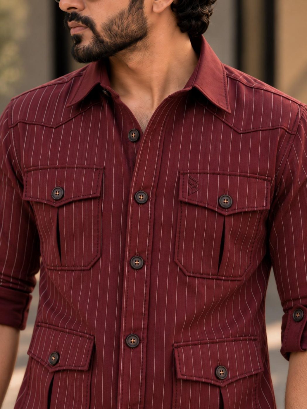 Burgundy Pinstripe Hunter Shirt, view 5