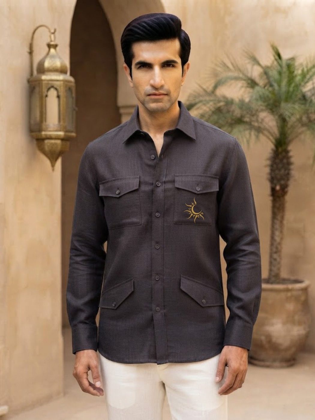 Rajputana Slate Linen Hunter Shirt, view 2