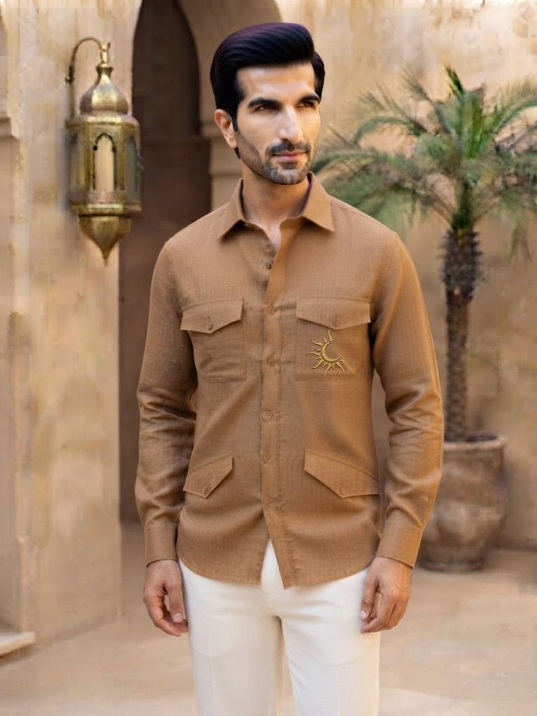 Rajputana Sahara Linen Hunter Shirt, view 1