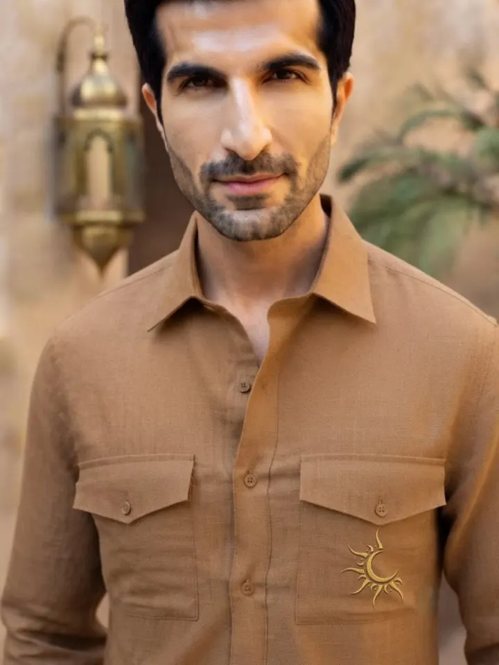 Bemount Rajputana Sahara Linen Hunter Shirt, view 5