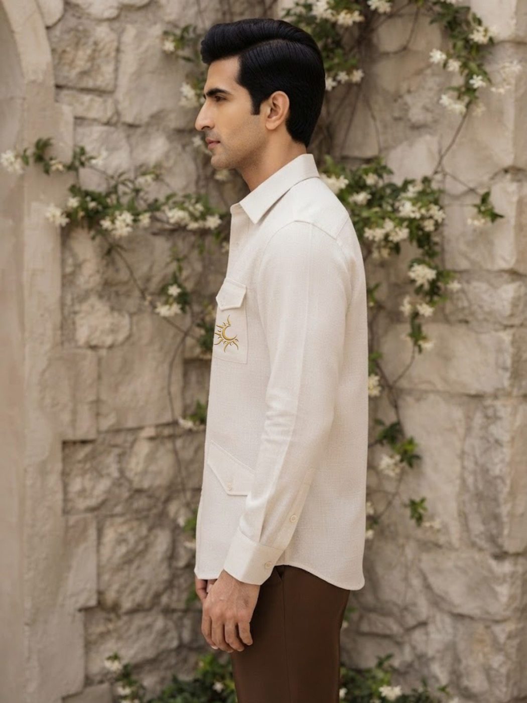 Rajputana White Linen Hunter Shirt, view 3