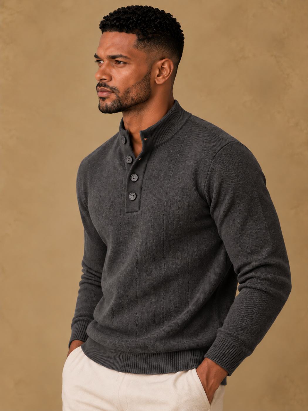 Bemount Charcoal Grey Contemporary Henley