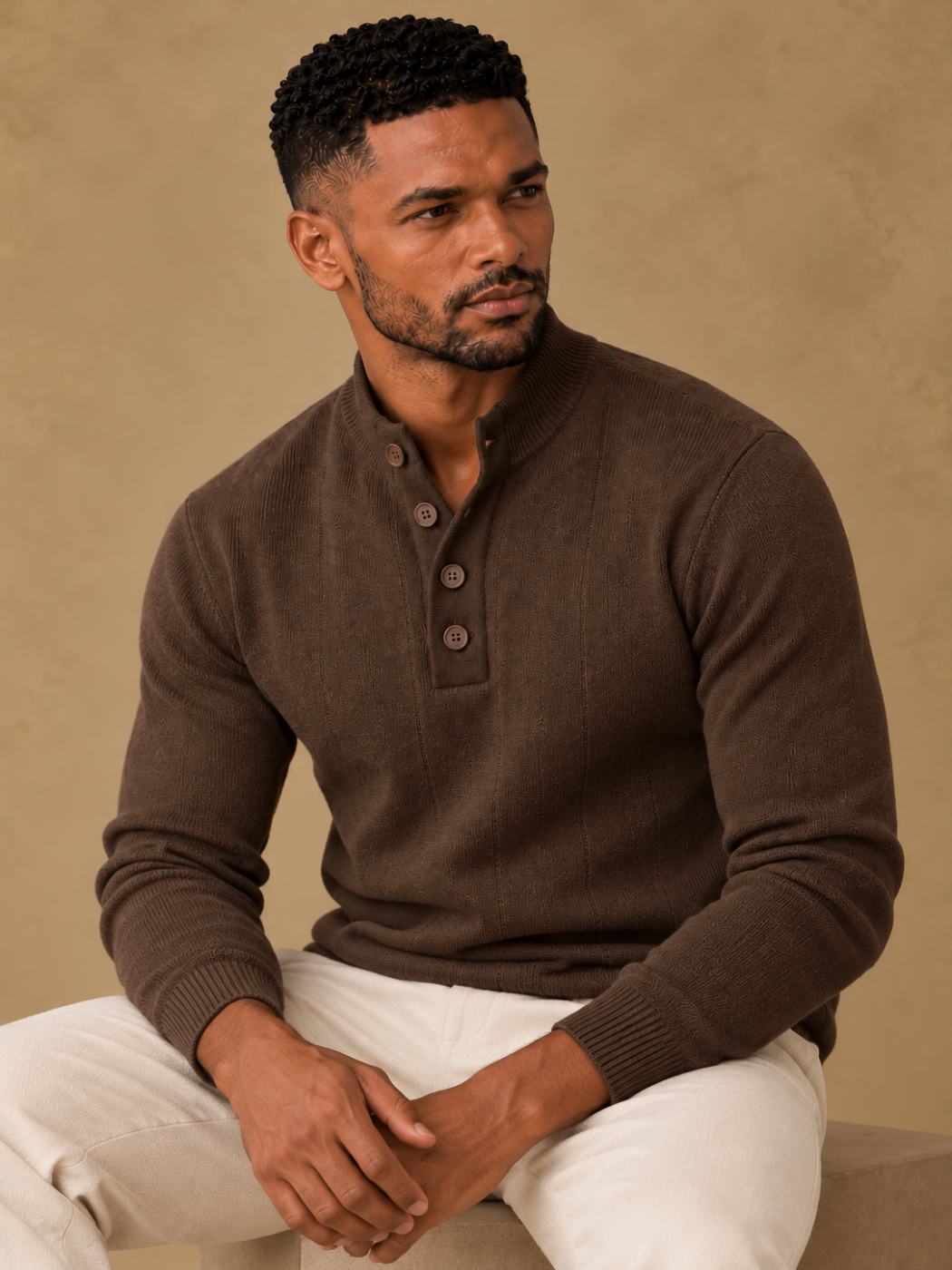 Bemount Bemount Deep Chocolate Contemporary Henley, view 3