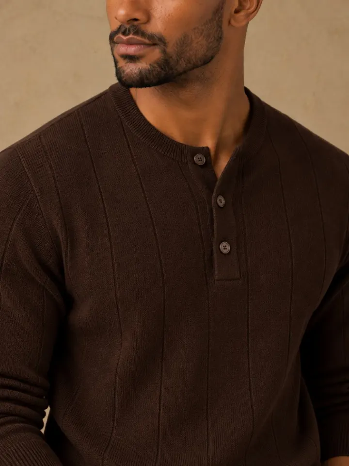 Bemount Bemount Deep Chocolate Core Henley, view 5