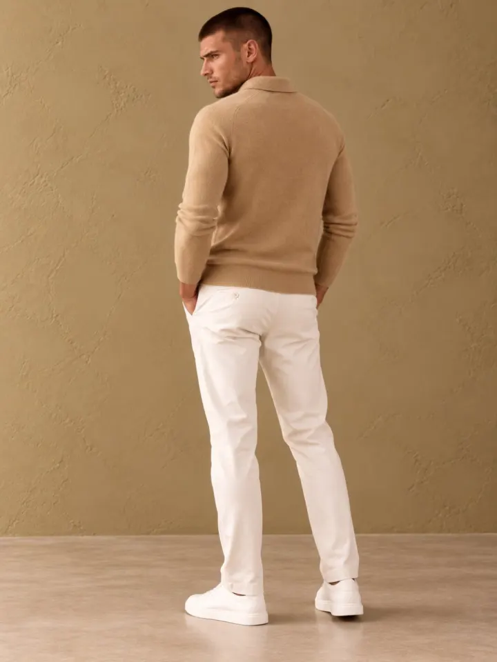 Bemount Bemount Camel Cashmere Fine-Gauge One-Button Polo, view 3