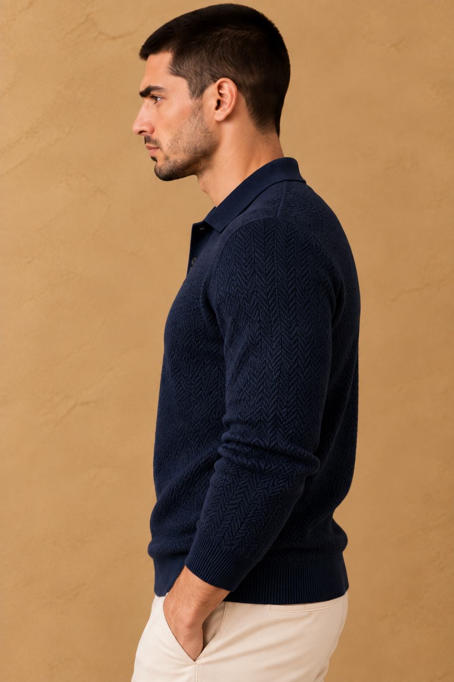 Bemount Bemount Deep Navy Textured Polo, view 2