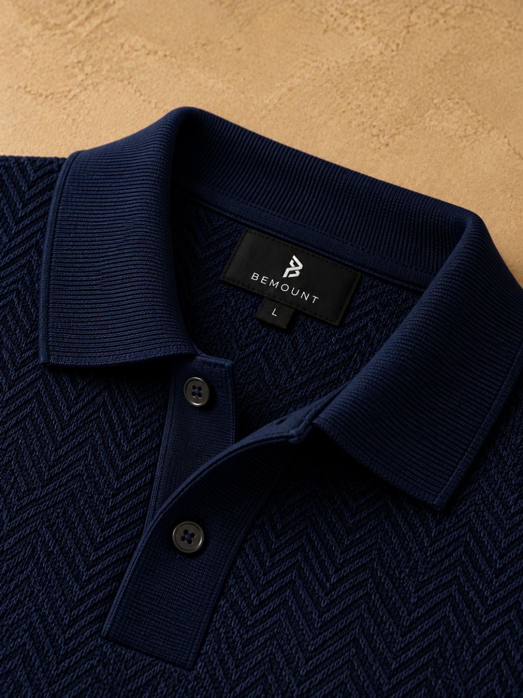 Bemount Bemount Deep Navy Textured Polo, view 6