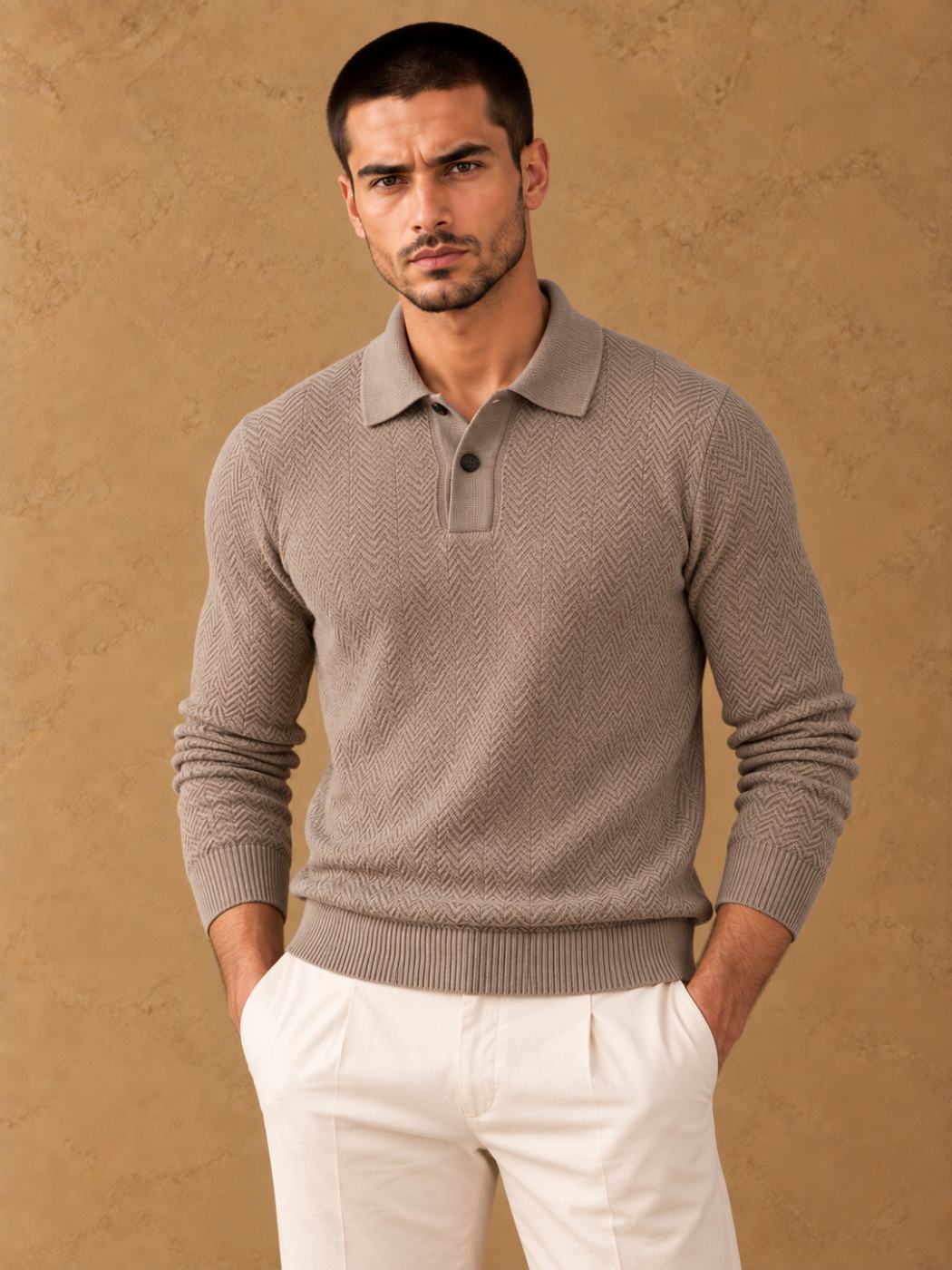 Bemount Mushroom Textured Polo