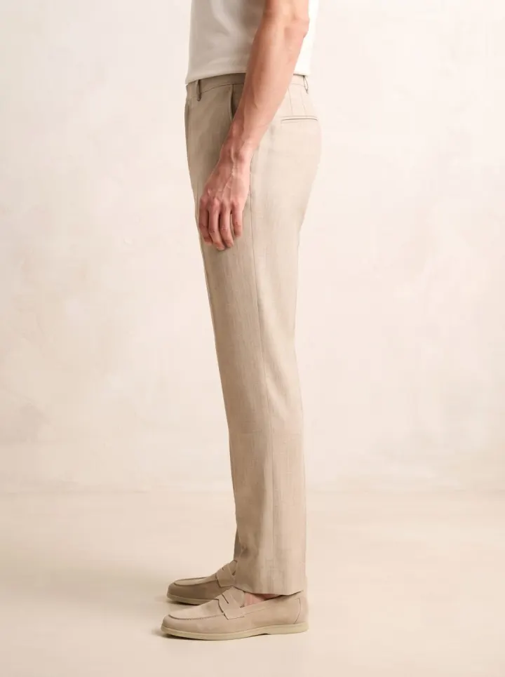 Bemount Amalfi Linen Trouser, Natural Flax, side view in Natural Flax