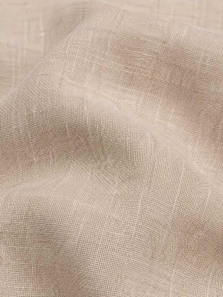 Bemount Arden Stone Pleated Linen Trouser, texture view in Stone
