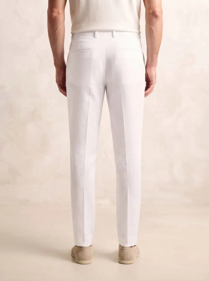 Capri Linen Trouser, Optic White, back view in Optic White