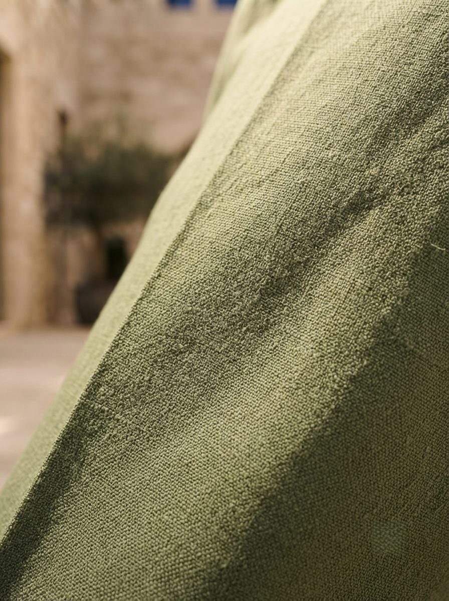 Riviera Linen Trouser, Olive, texture view in Olive