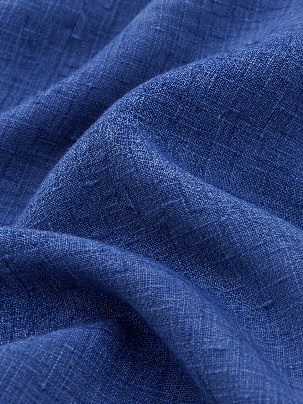 Bemount French Linen Button-Down Shirt, Indigo Blue in Indigo Blue, collar, cuff and fabric texture