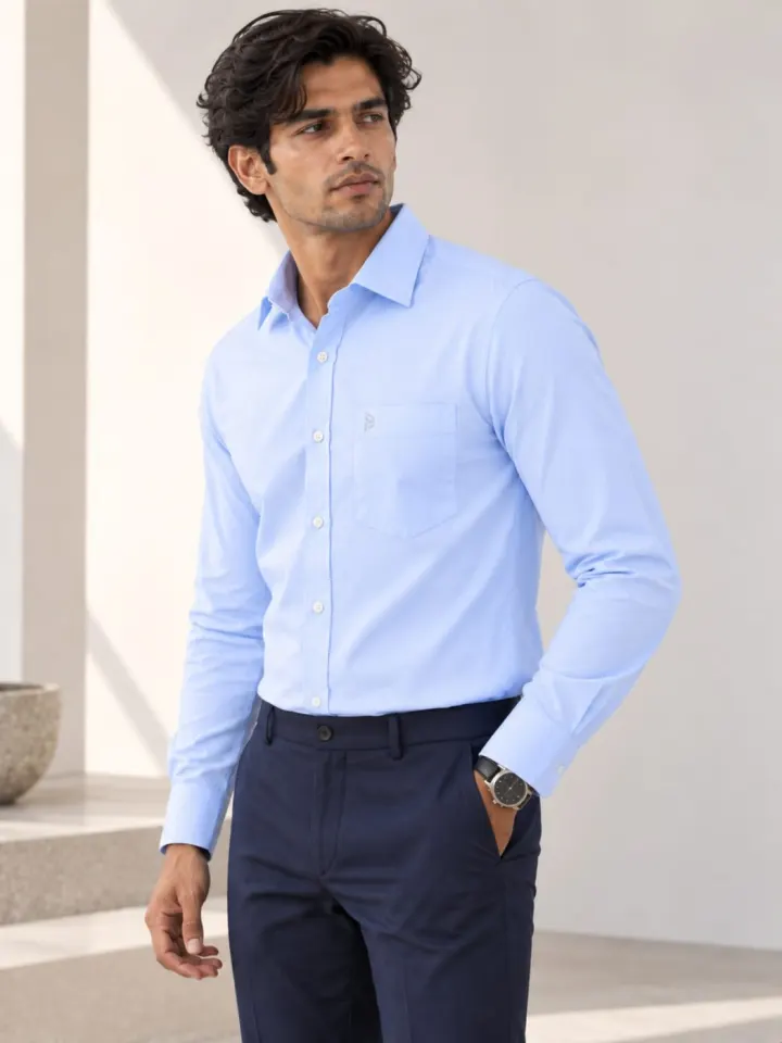Bemount Bemount Classic Light Blue Oxford Shirt in Light Blue, -4th view