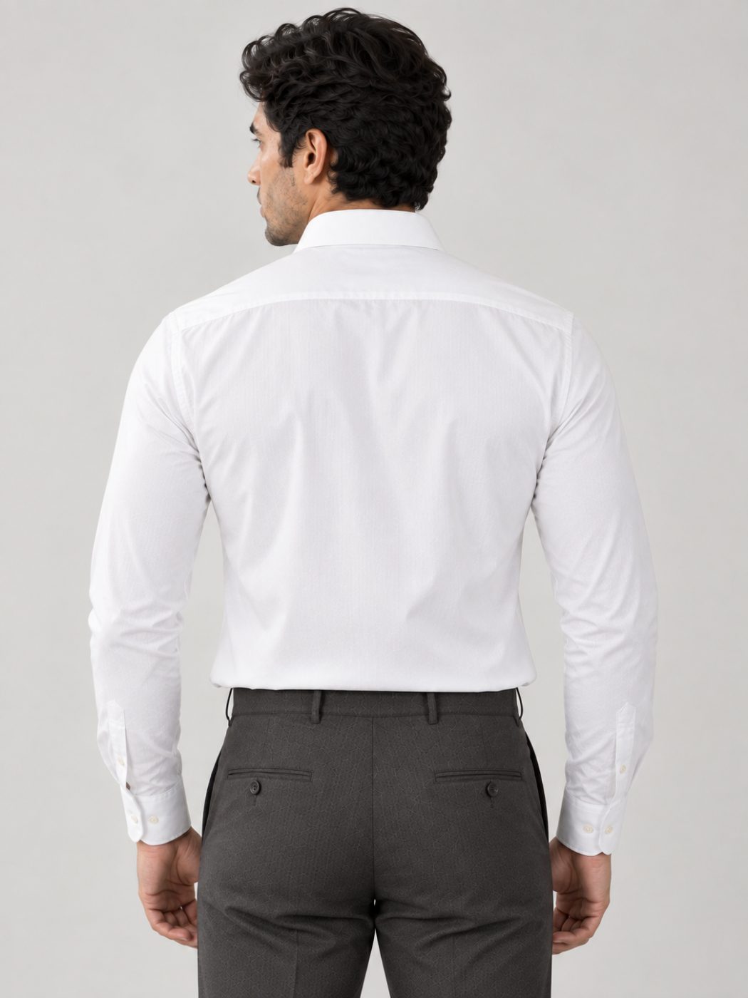 Bemount Bemount Classic White Cotton Oxford Shirt in White, back view