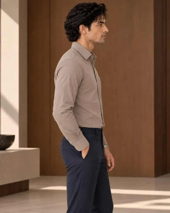 Bemount Bemount Taupe Oxford Shirt in Taupe, side video view