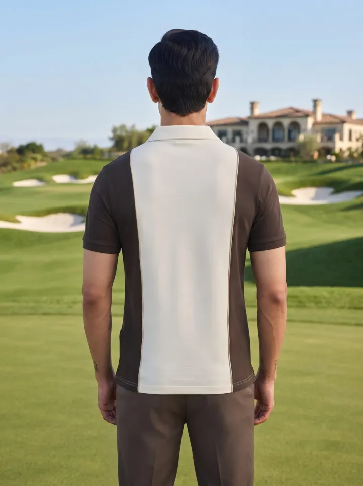 Bemount Brown & Cream Panel Polo