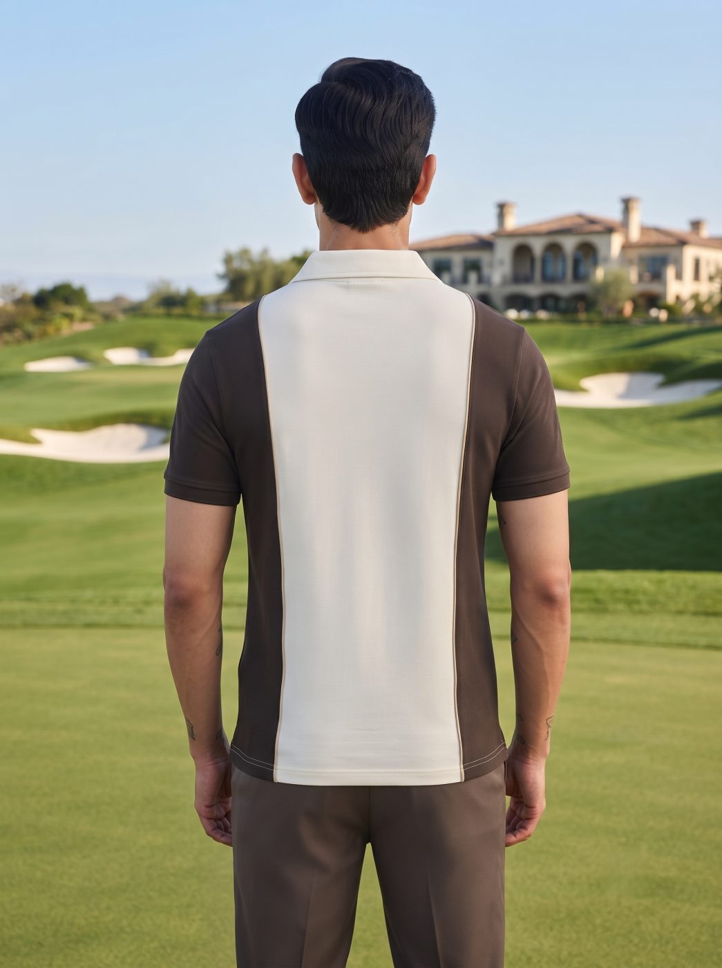 Brown & Cream Panel Polo