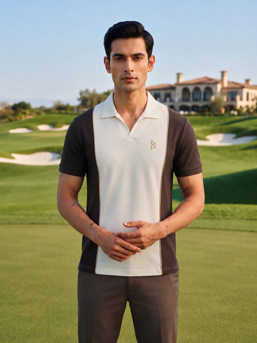 Brown & Cream Panel Polo